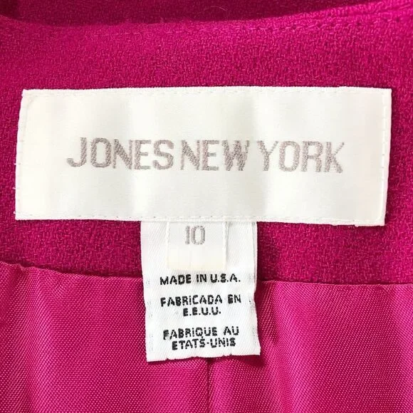 Jones New York Vintage 90s Magenta Pink Wool Collarless Blazer Size 10 - Picture 9 of 11